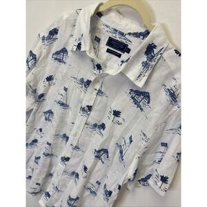 Vineyard Vines Scenic Print Linen Classic Shirt Size L New